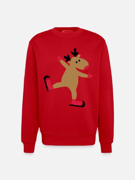 Funny moose for Christmas - Heavyweight Oversized Organic Crew Neck Made in EU - red