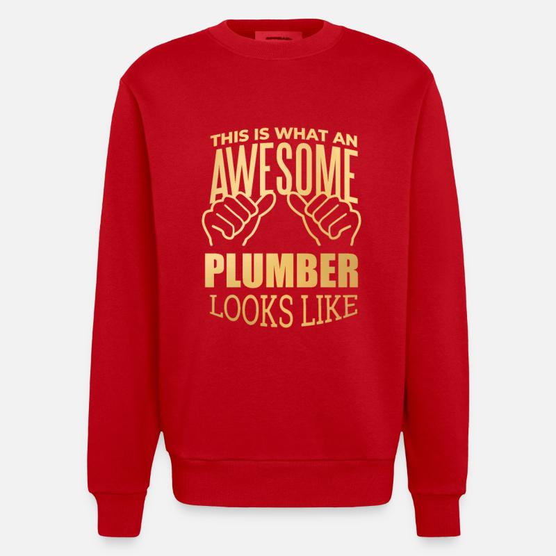 Klempner - Heavyweight Oversized Organic Crew Neck Made in EU - Rot
