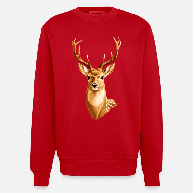 Cerf doré - Sweat bio épais oversize fabriqué en UE - rouge