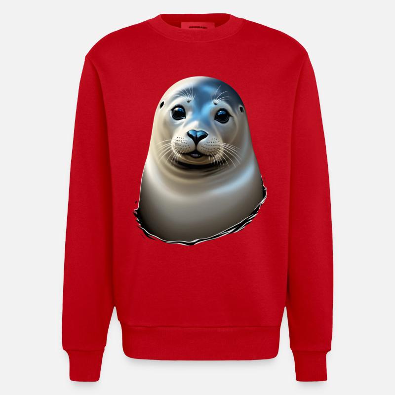 Vacker säl - Heavyweight Oversized Organic Crew Neck Made in EU - röd