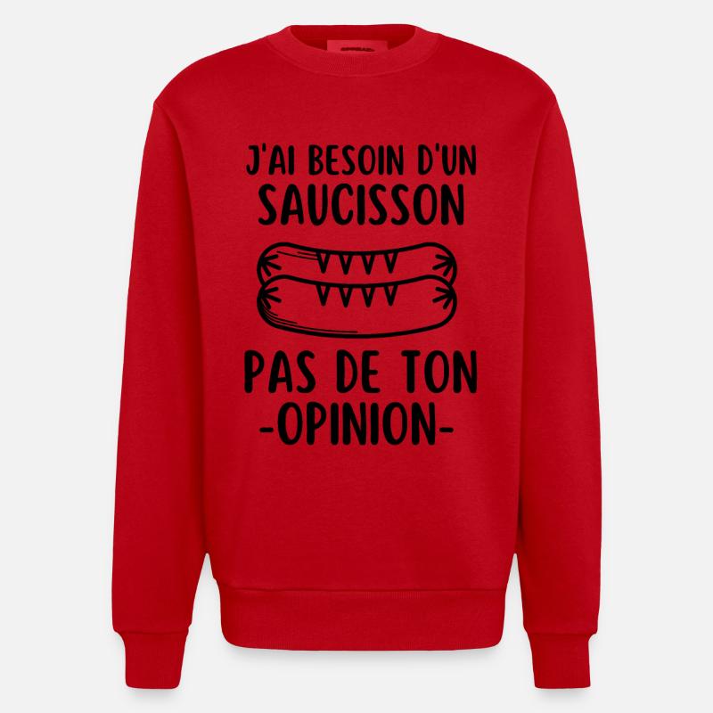 Humour saucisson - Sweat bio épais oversize fabriqué en UE - rouge