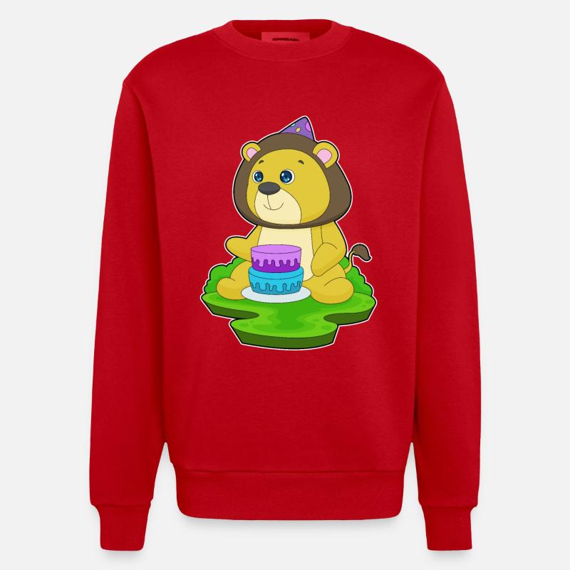 Gâteau d’anniversaire Lion - Sweat bio épais oversize fabriqué en UE - rouge