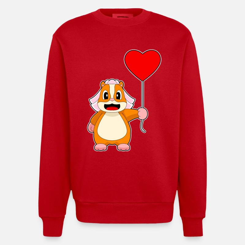 Hamster Braut Herz Hochzeit - Heavyweight Oversized Organic Crew Neck Made in EU - Rot