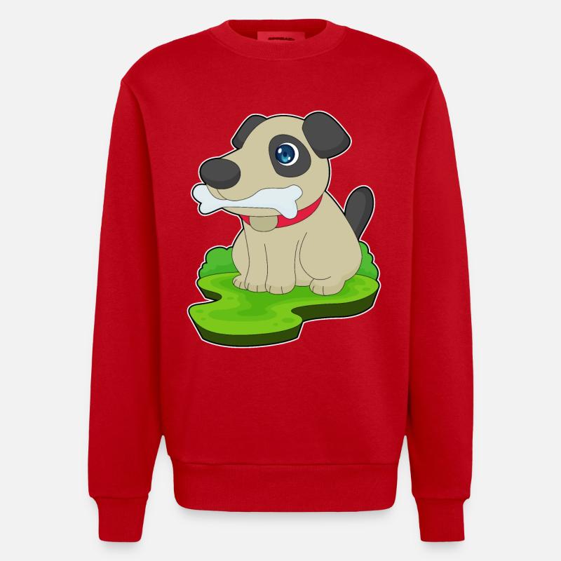 Dog Bones - Heavyweight Oversized Organic Crew Neck Made in EU - red