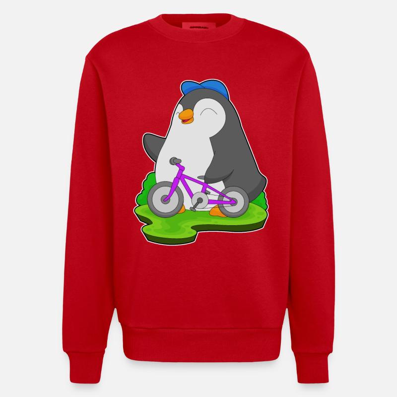 Vélo pingouin - Sweat bio épais oversize fabriqué en UE - rouge