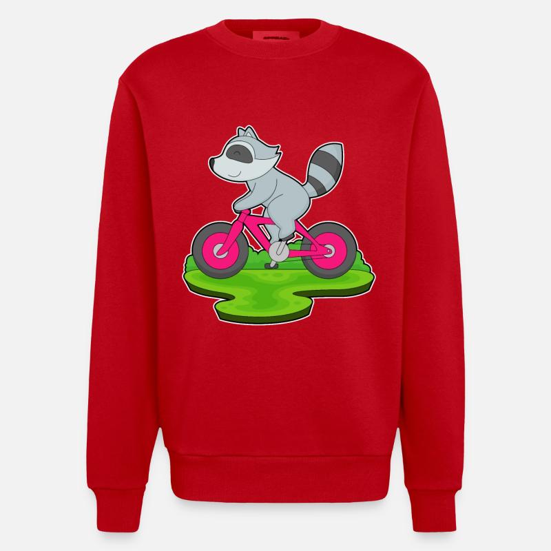 Vélo raton laveur - Sweat bio épais oversize fabriqué en UE - rouge