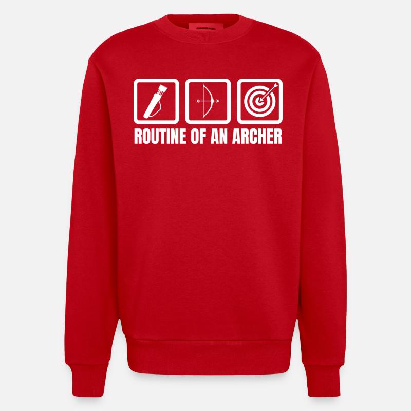 Routine d’un archer - Sweat bio épais oversize fabriqué en UE - rouge