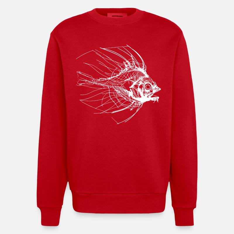 Croquis de poisson - Sweat bio épais oversize fabriqué en UE - rouge