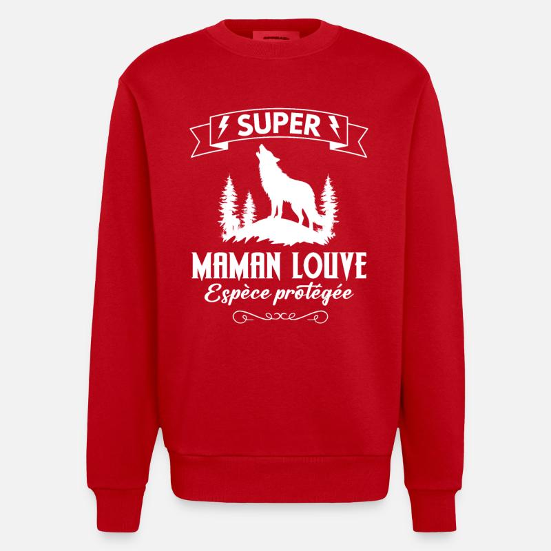 Maman Louve - Sweat bio épais oversize fabriqué en UE - rouge