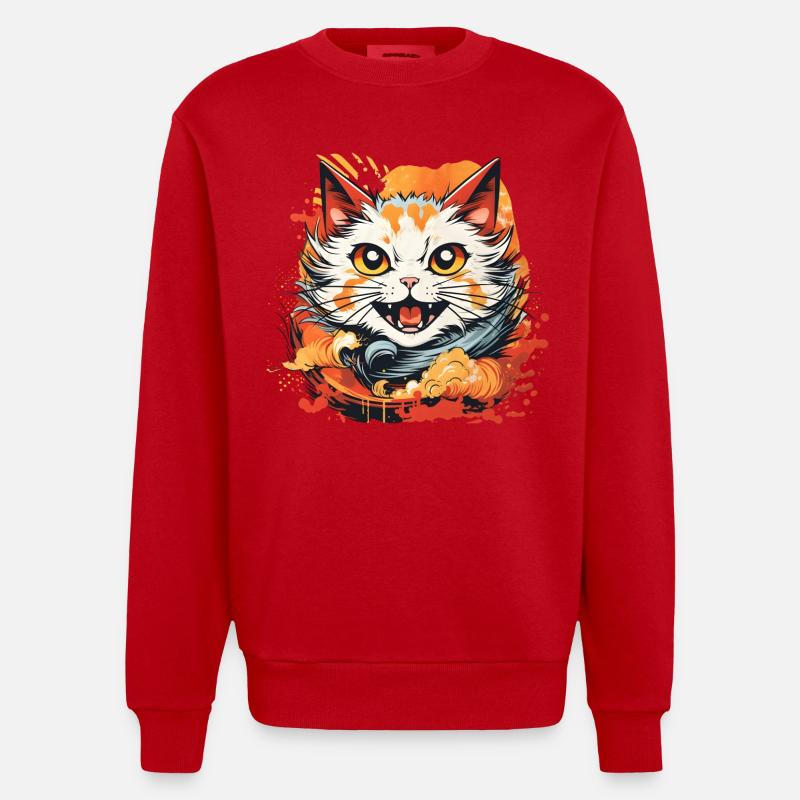 Style d’anime de chat - Sweat bio épais oversize fabriqué en UE - rouge