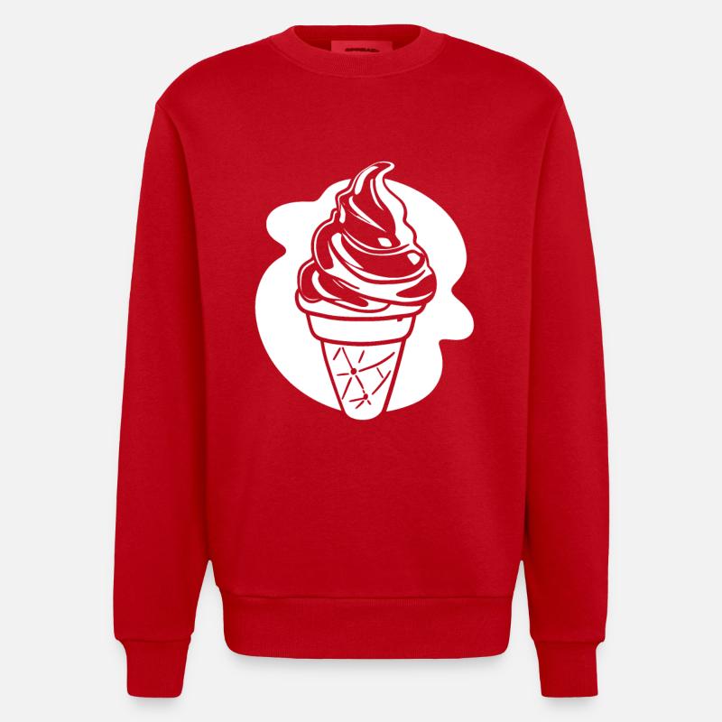 Dessin de crème glacée - Sweat bio épais oversize fabriqué en UE - rouge