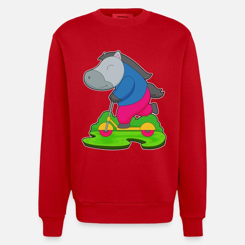Pferd Roller - Heavyweight Oversized Organic Crew Neck Made in EU - Rot