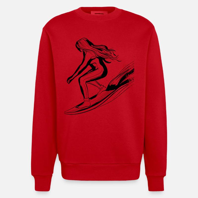 Surfer Mädchen - Heavyweight Oversized Organic Crew Neck Made in EU - Rot