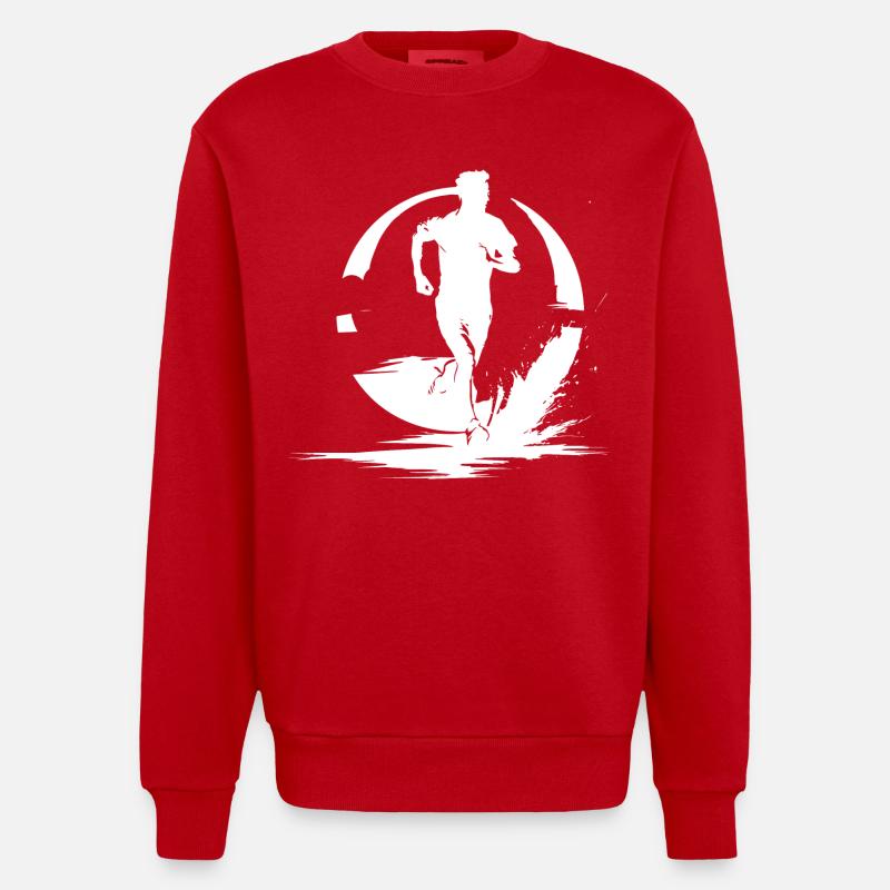 Marathon Junge Zeichnung - Heavyweight Oversized Organic Crew Neck Made in EU - Rot
