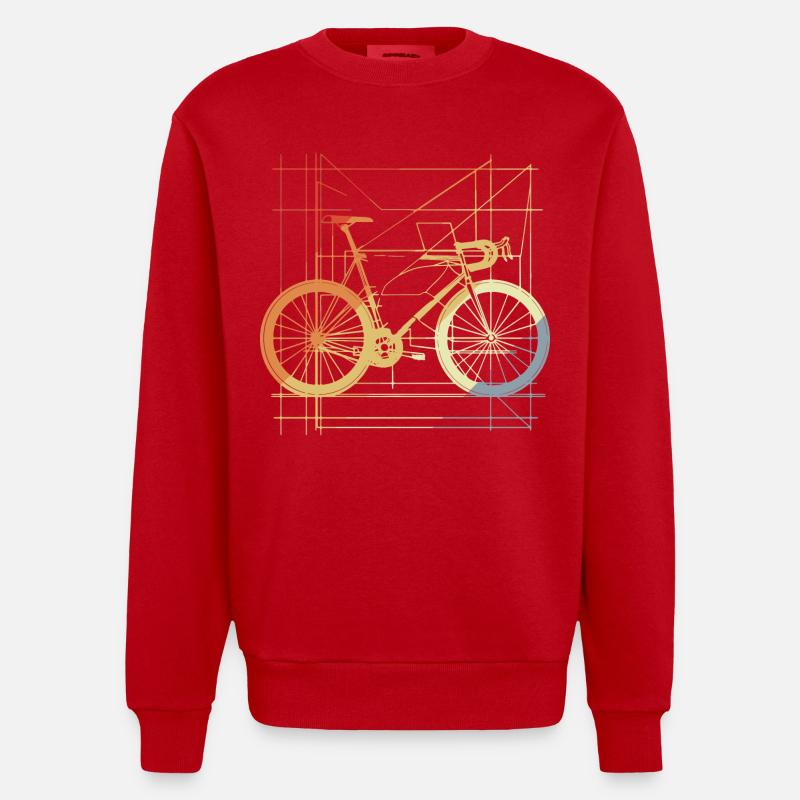 Bicycle Drawing Retro - Heavyweight Oversized Organic Crew Neck Made in EU - red