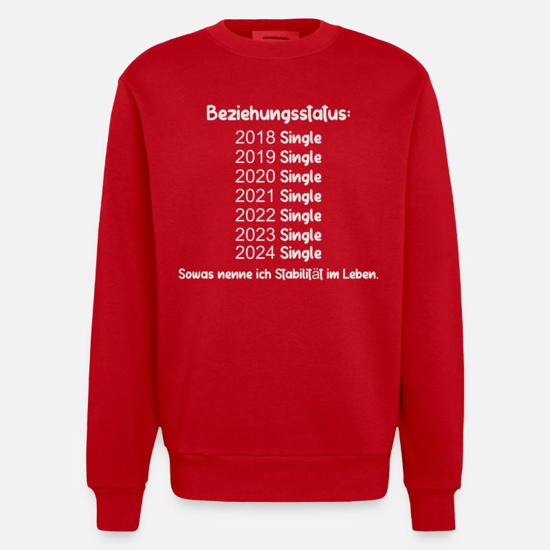 Statut de la relation Célibataire - Sweat bio épais oversize fabriqué en UE - rouge