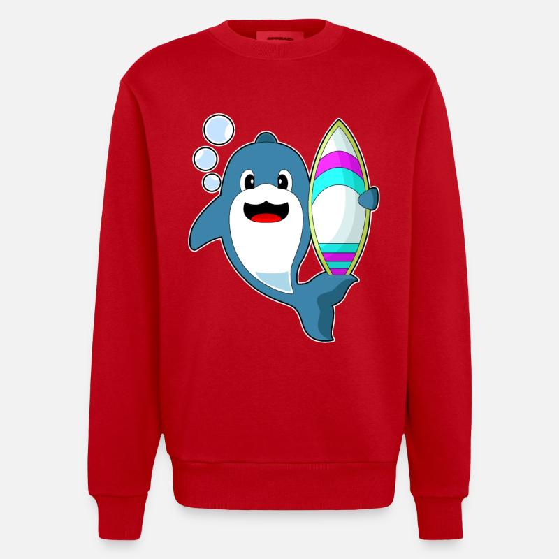 Planche de surf Dolphin Surfer - Sweat bio épais oversize fabriqué en UE - rouge