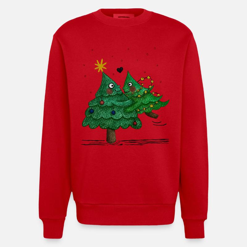 De jolis sapins de Noël - Sweat bio épais oversize fabriqué en UE - rouge