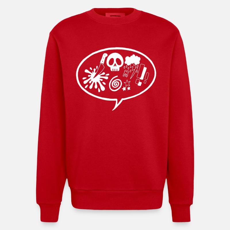 Comic (weiß) - Heavyweight Oversized Organic Crew Neck Made in EU - Rot