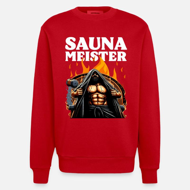 MAÎTRE DU SAUNA - Sweat bio épais oversize fabriqué en UE - rouge