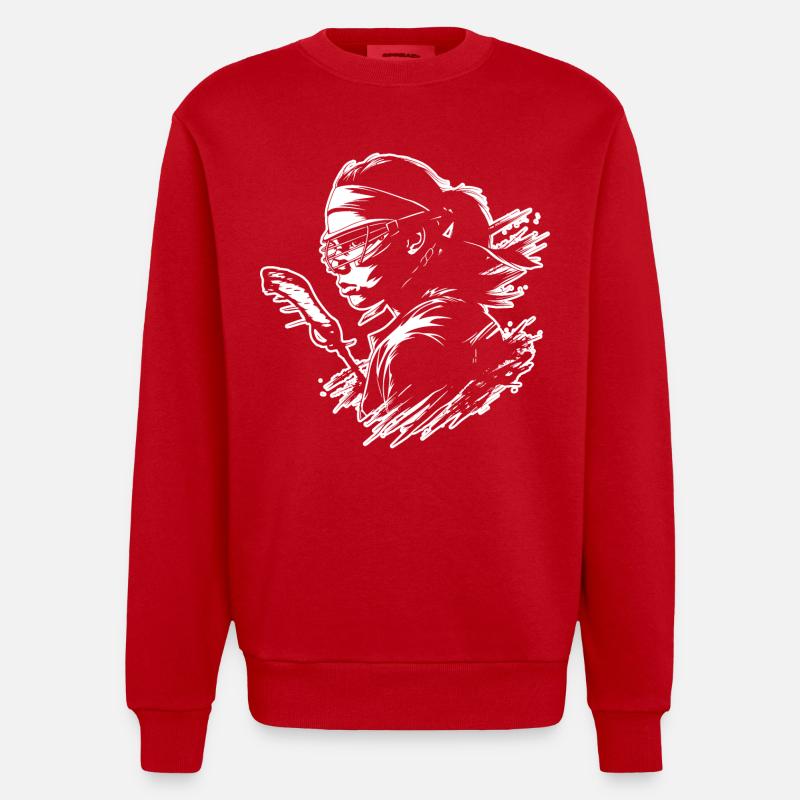 Joueur de crosse - Sweat bio épais oversize fabriqué en UE - rouge