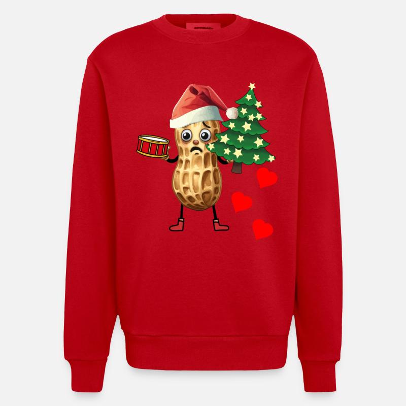 cacahuète sincère Noël voeux Noël - Sweat bio épais oversize fabriqué en UE - rouge