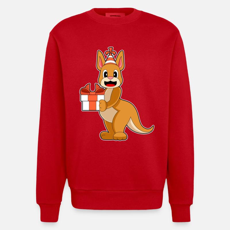 Kangaroo Birthday Package - Heavyweight Oversized Organic Crew Neck Made in EU - red