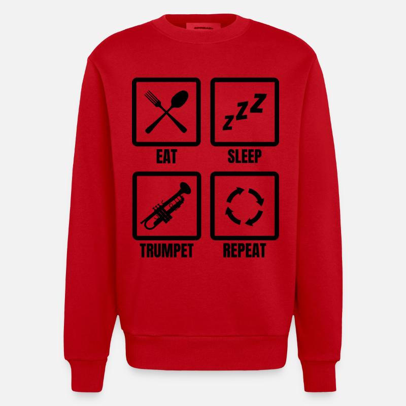 Routine du trompettiste - Sweat bio épais oversize fabriqué en UE - rouge