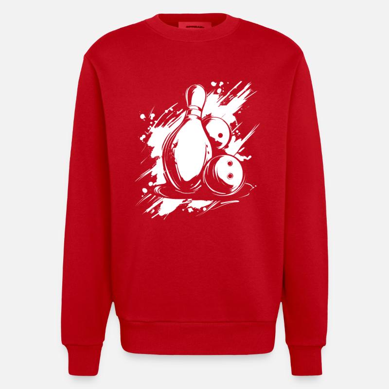 Graphiques de bowling - Sweat bio épais oversize fabriqué en UE - rouge
