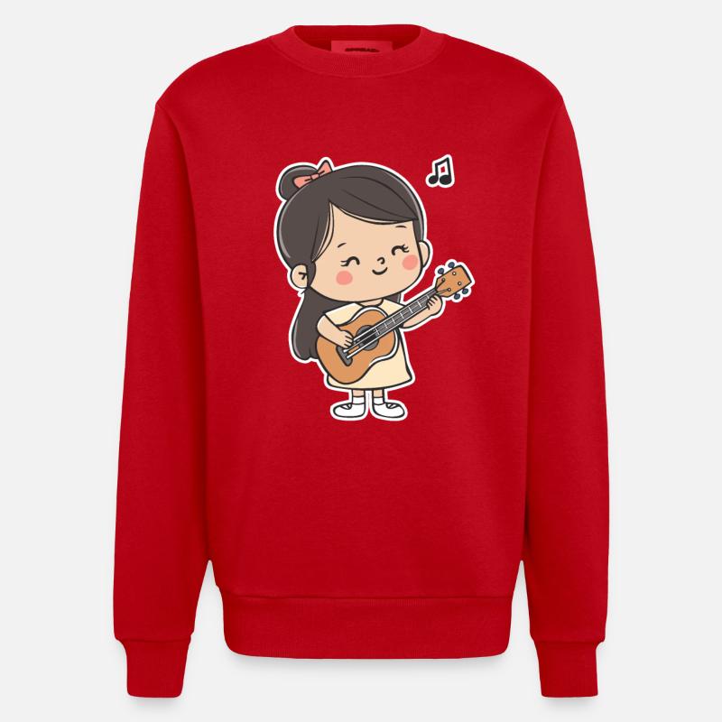 Ukulélé Fille Graphique - Sweat bio épais oversize fabriqué en UE - rouge