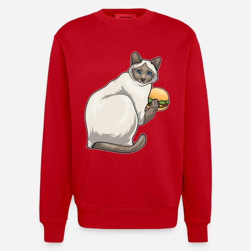 Siamkatze Cheeseburger - Heavyweight Oversized Organic Crew Neck Made in EU - Rot