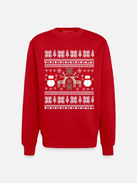 Rétro Noël Pixel - Sweat bio épais oversize fabriqué en UE - rouge