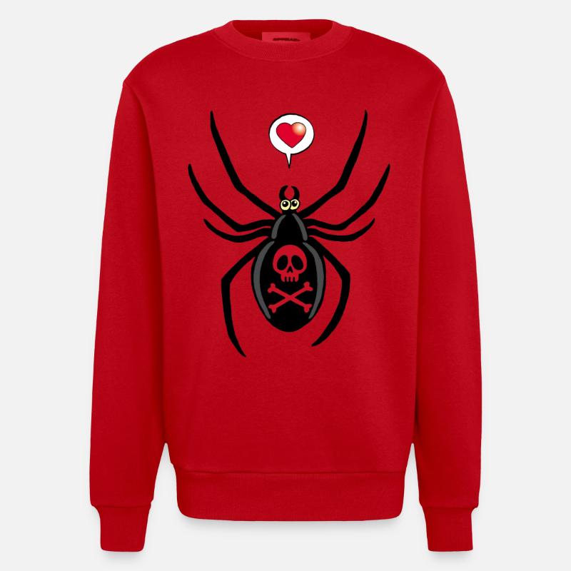 Verliebte schwarze Witwe Spinne - Heavyweight Oversized Organic Crew Neck Made in EU - Rot
