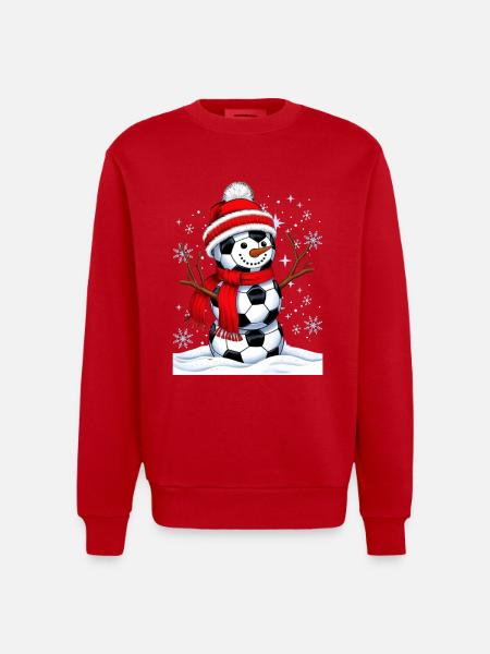 Schneemann Fußbälle - Heavyweight Oversized Organic Crew Neck Made in EU - Rot