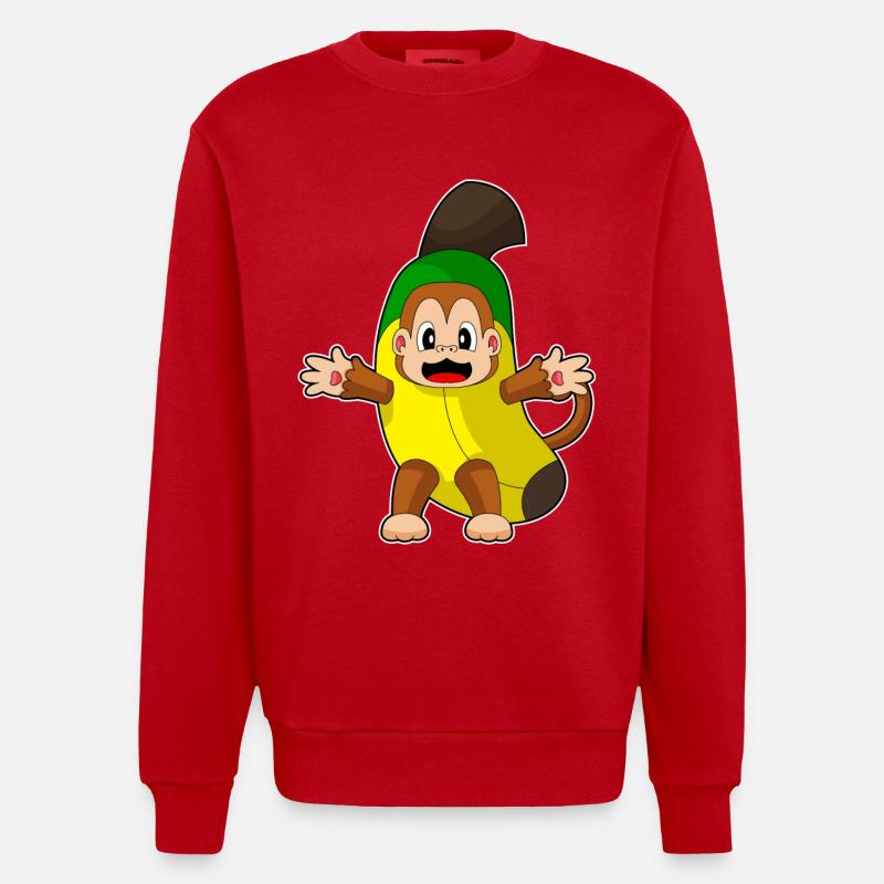 Déguisement Singe Banane - Sweat bio épais oversize fabriqué en UE - rouge