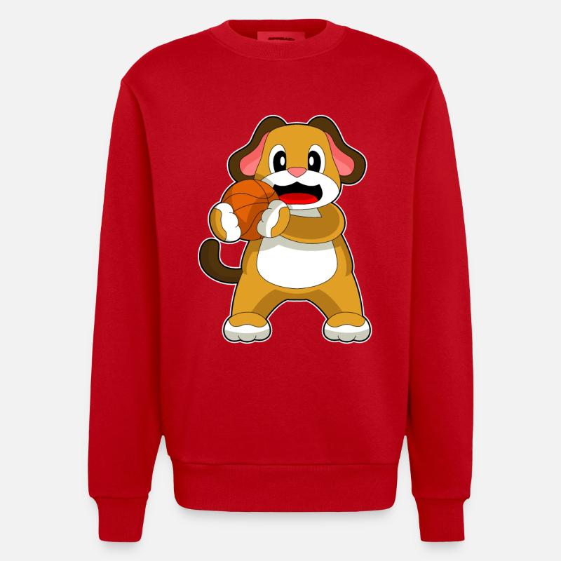 Chien Basketteur Basketteur - Sweat bio épais oversize fabriqué en UE - rouge
