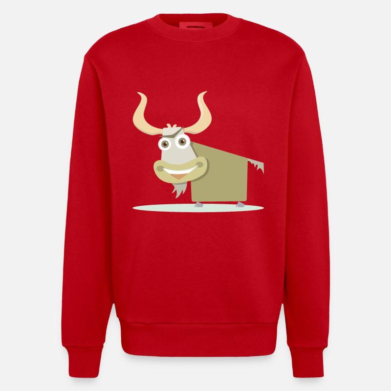 Illustration joyeuse d’une vache tibétaine. - Sweat bio épais oversize fabriqué en UE - rouge
