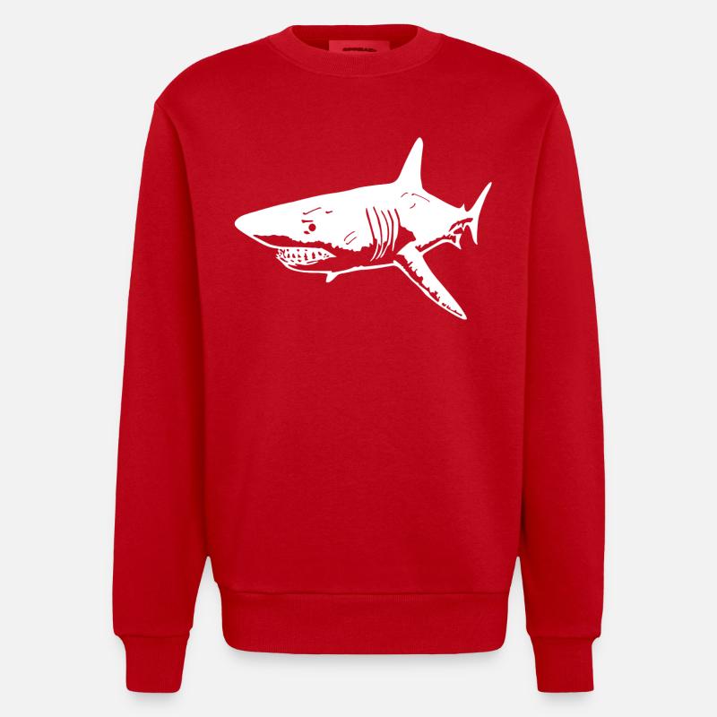 Le requin blanc prédateur - Sweat bio épais oversize fabriqué en UE - rouge