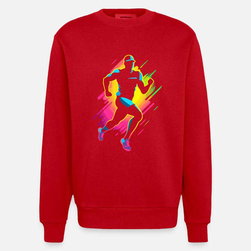 Look de bande dessinée de marathonien - Sweat bio épais oversize fabriqué en UE - rouge