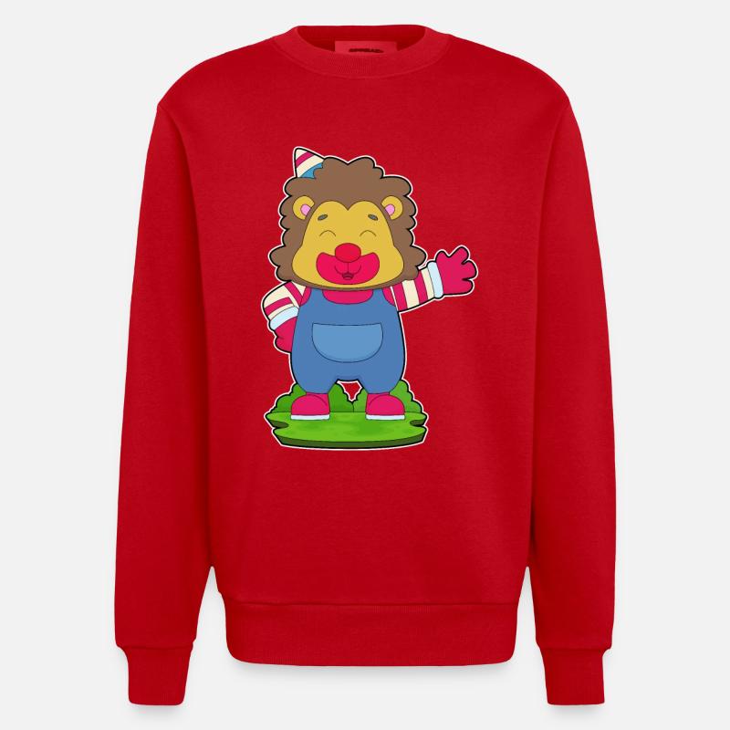 Lion Clown - Sweat bio épais oversize fabriqué en UE - rouge