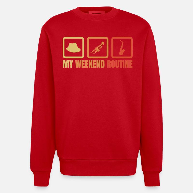 Routine du week-end du trompettiste - Sweat bio épais oversize fabriqué en UE - rouge