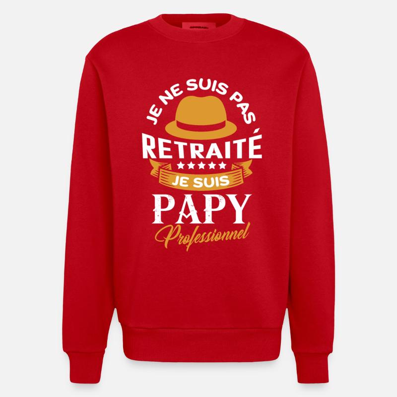 Retraité papy professionnel - Sweat bio épais oversize fabriqué en UE - rouge