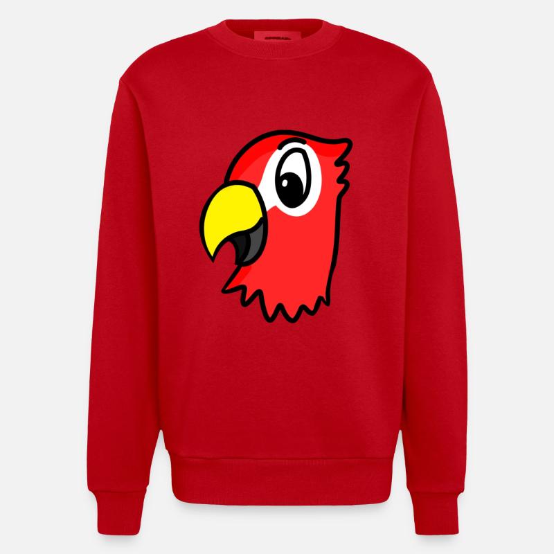 Papagei Kopf - Heavyweight Oversized Organic Crew Neck Made in EU - Rot