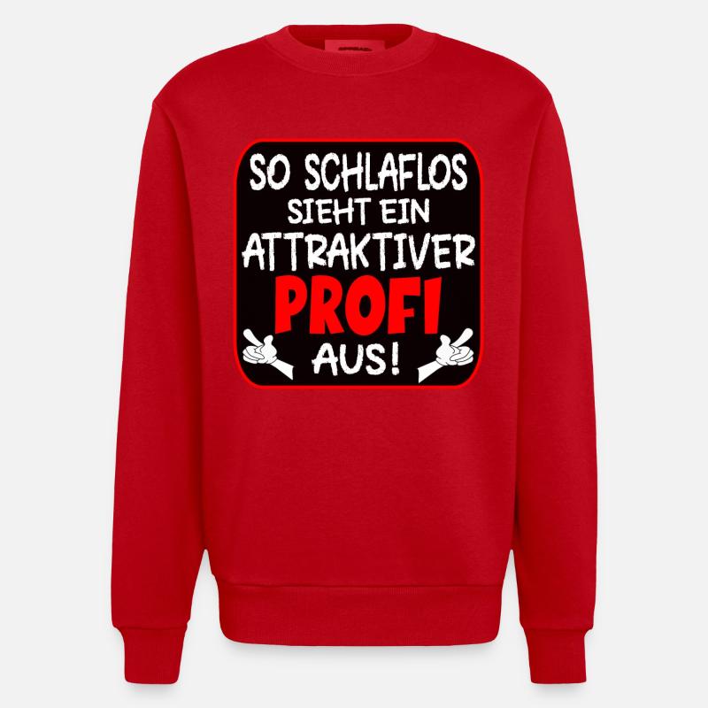 SCHLAFLOSER PROFI BERUFE - Heavyweight Oversized Organic Crew Neck Made in EU - Rot