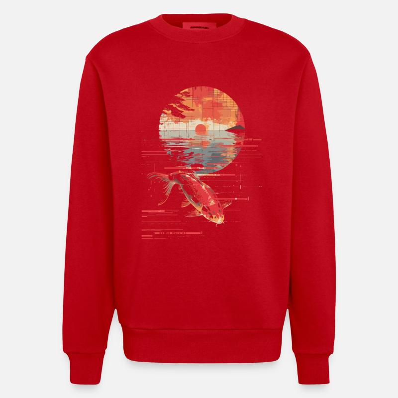 Pêche Synthwave - Sweat bio épais oversize fabriqué en UE - rouge