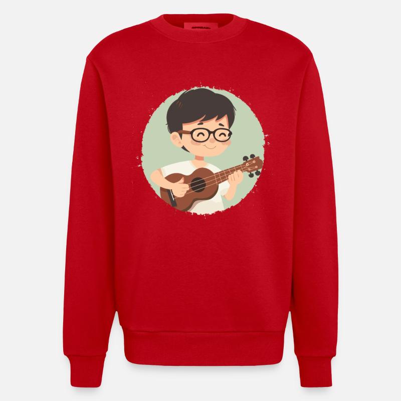 Ukulélé Garçon Graphique - Sweat bio épais oversize fabriqué en UE - rouge