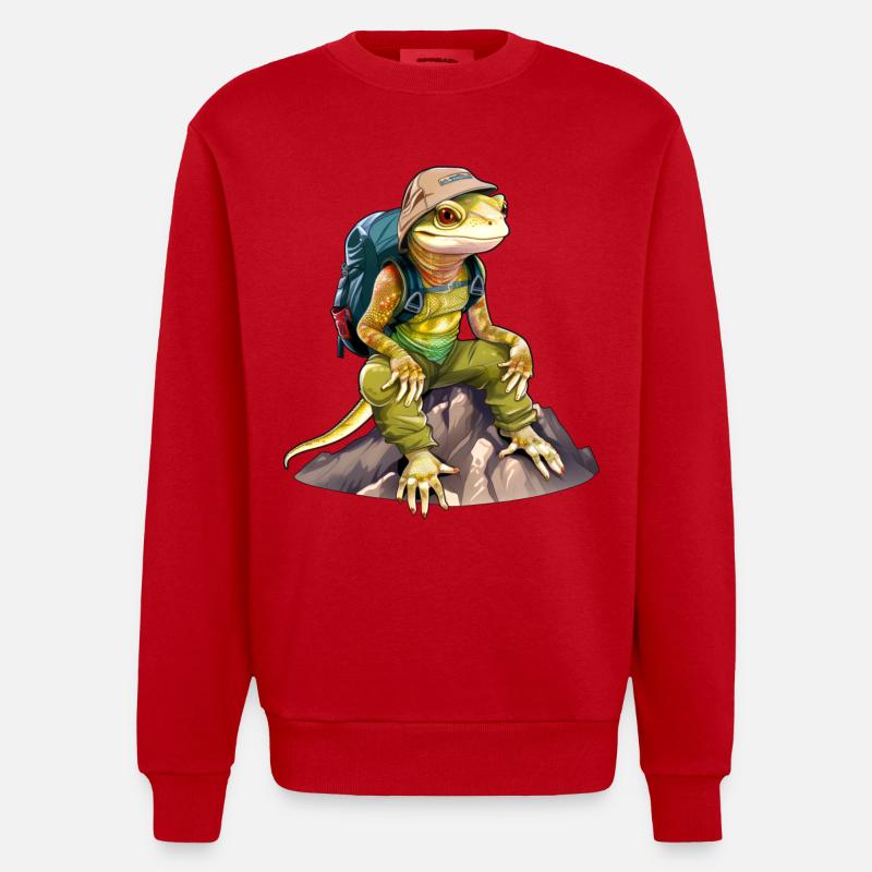 Lézard Alpiniste / Lézards de randonnée - Sweat bio épais oversize fabriqué en UE - rouge