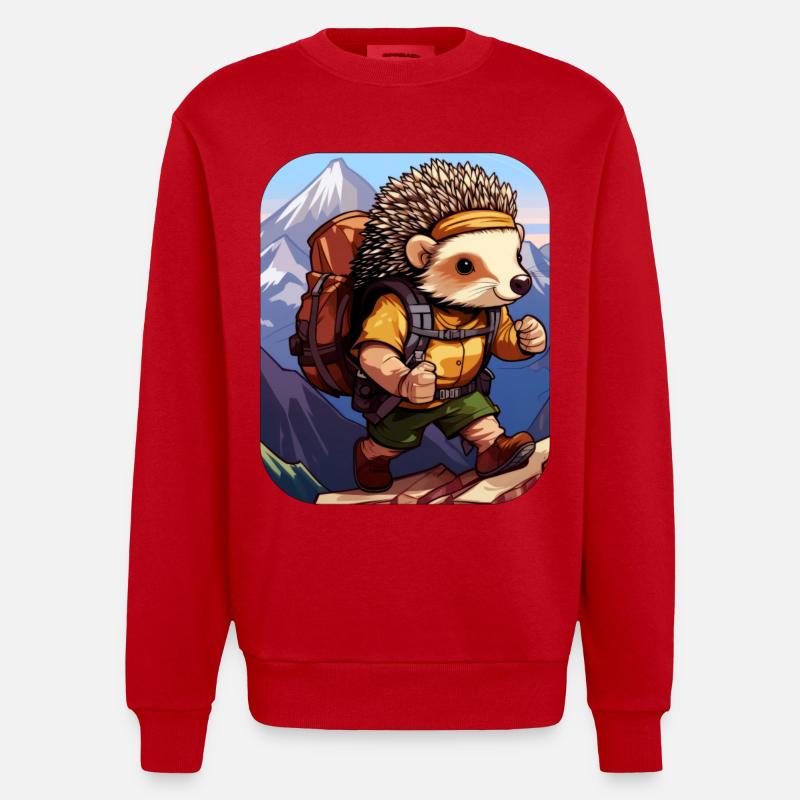 IgelWandern / Bergsteiger Igel - Heavyweight Oversized Organic Crew Neck Made in EU - Rot