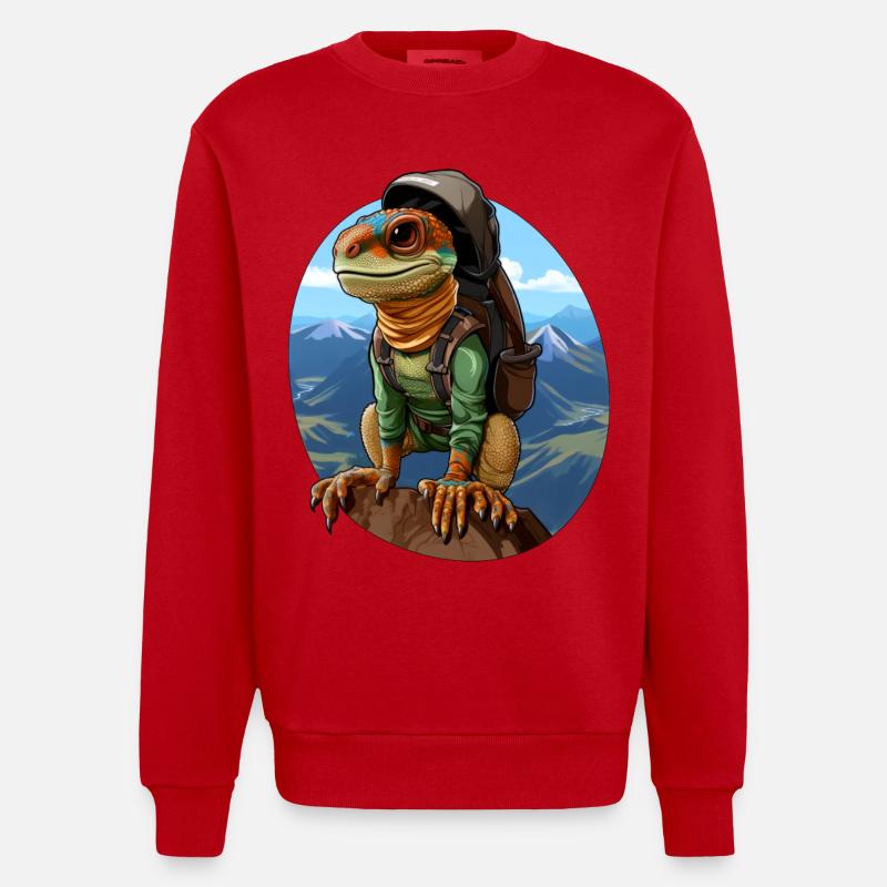 Eidechsen Bergsteiger / Wandern Eidechse - Heavyweight Oversized Organic Crew Neck Made in EU - Rot