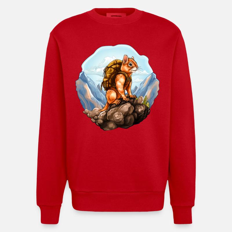 Eichhörnchen Bergsteiger / Wandern Eichhörnchen - Heavyweight Oversized Organic Crew Neck Made in EU - Rot